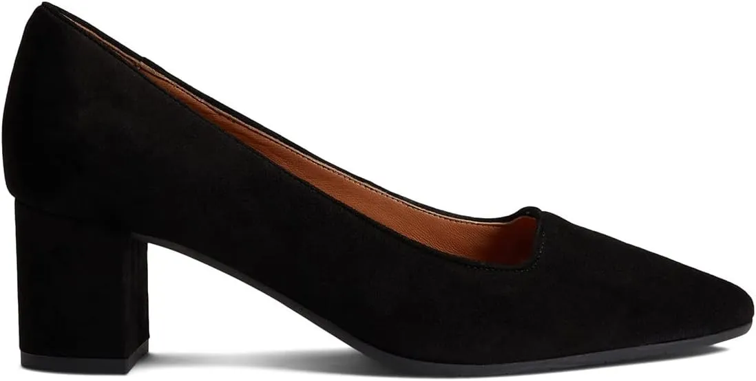 LEHOOR Women's Chunky Block Heels Pointed-Toe Slip-on Pumps 2 inch Heel Dress Shoes Comfortable Closed Toe Sandals for Office Ladies Matte Crocodile Suede Classic Work Party Wedding Spring 4-11 M US