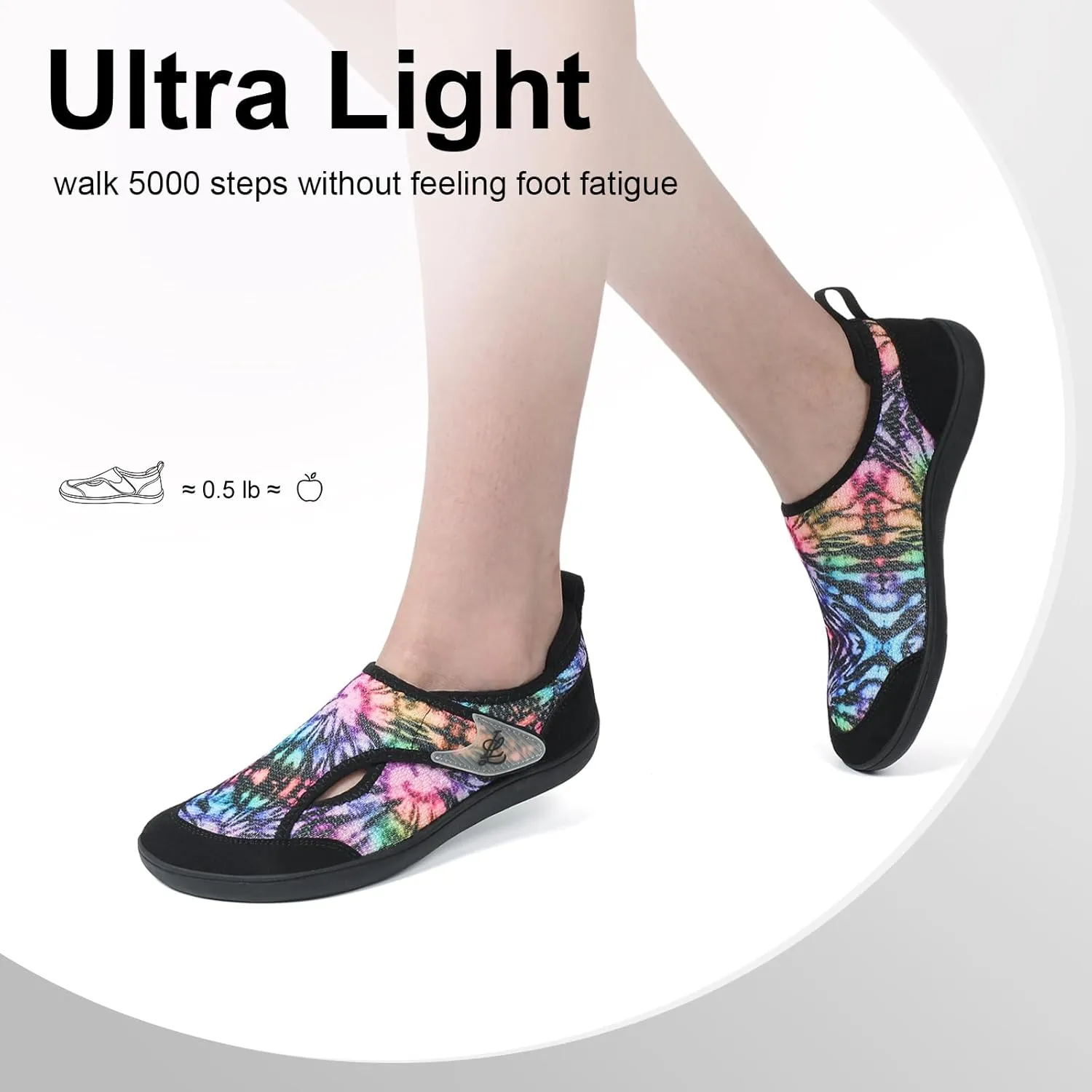 LeIsfIt Womens Wide Diabetic Shoes Adjustable Barefoot Walking Shoes Breathable Zero Drop Sneakers for Wide Width Arthritis Edema Feet Size 6-12