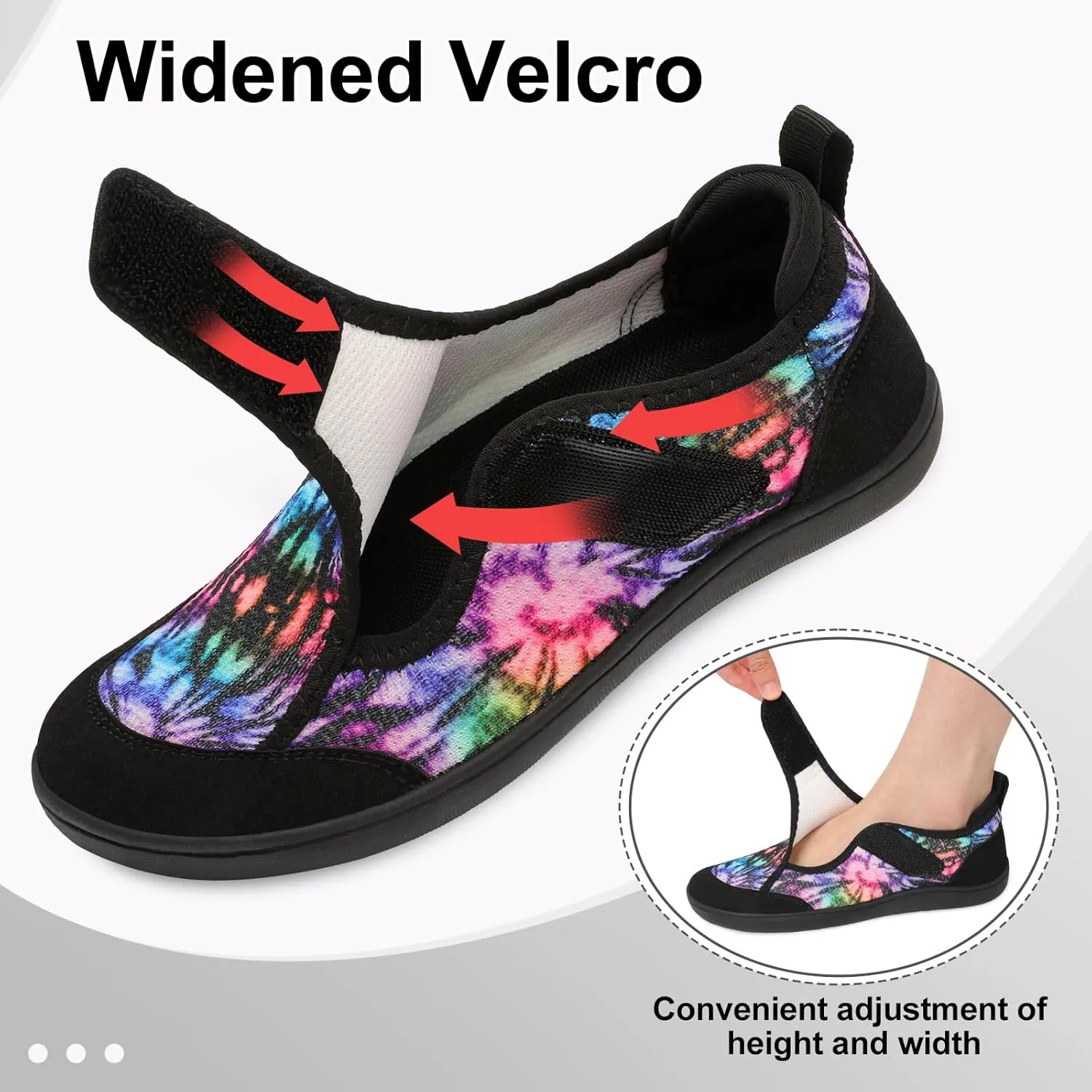 LeIsfIt Womens Wide Diabetic Shoes Adjustable Barefoot Walking Shoes Breathable Zero Drop Sneakers for Wide Width Arthritis Edema Feet Size 6-12