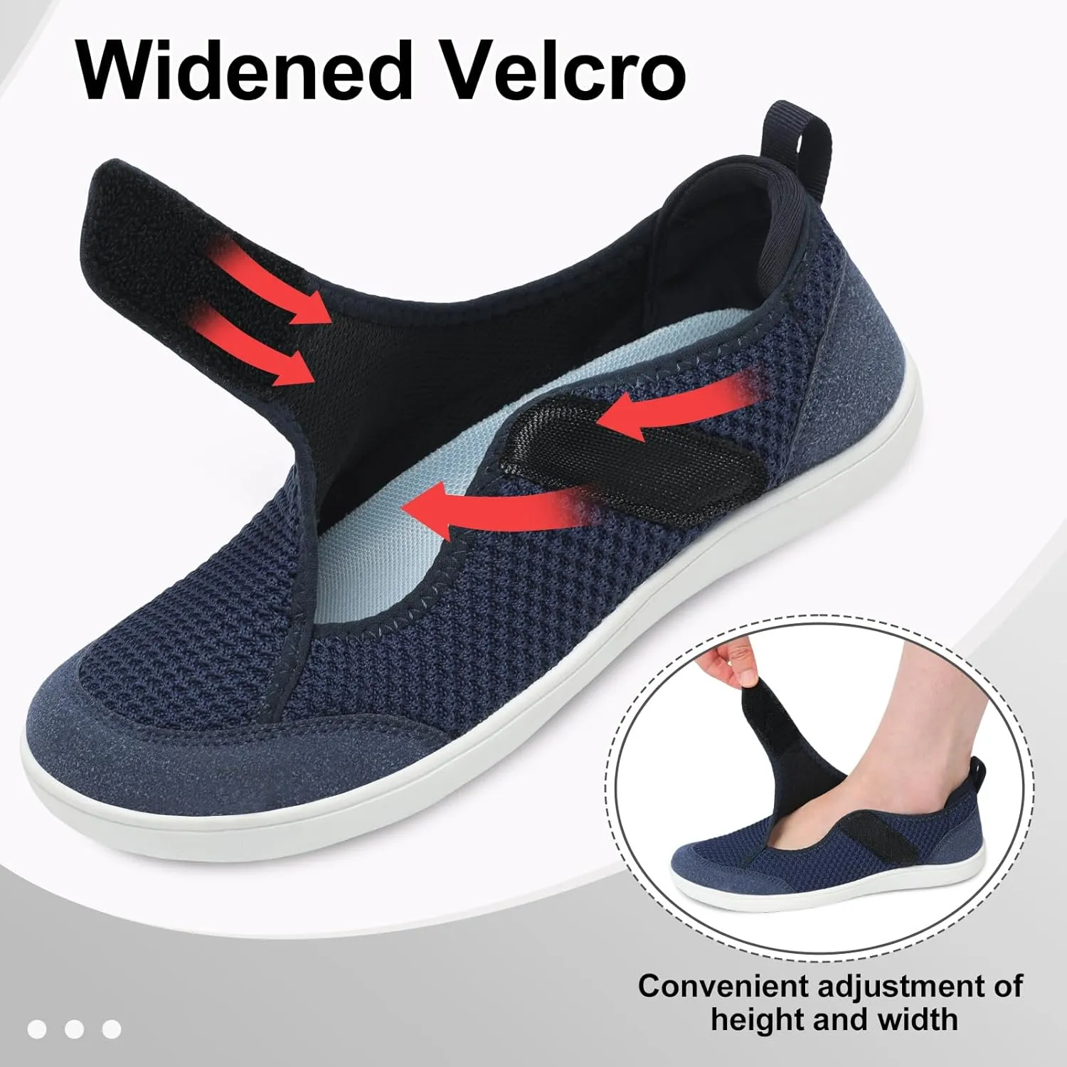 LeIsfIt Womens Wide Diabetic Shoes Adjustable Barefoot Walking Shoes Breathable Zero Drop Sneakers for Wide Width Arthritis Edema Feet Size 6-12