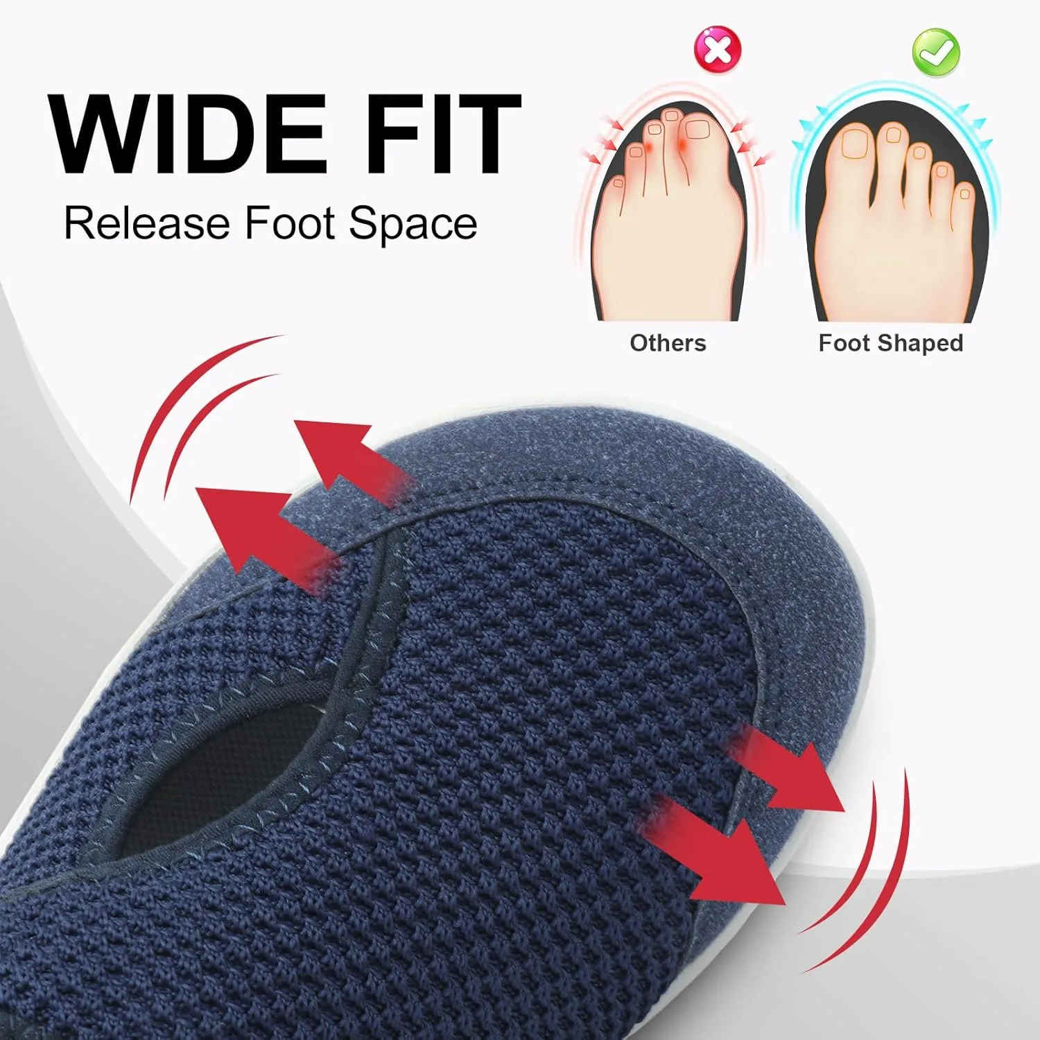 LeIsfIt Womens Wide Diabetic Shoes Adjustable Barefoot Walking Shoes Breathable Zero Drop Sneakers for Wide Width Arthritis Edema Feet Size 6-12
