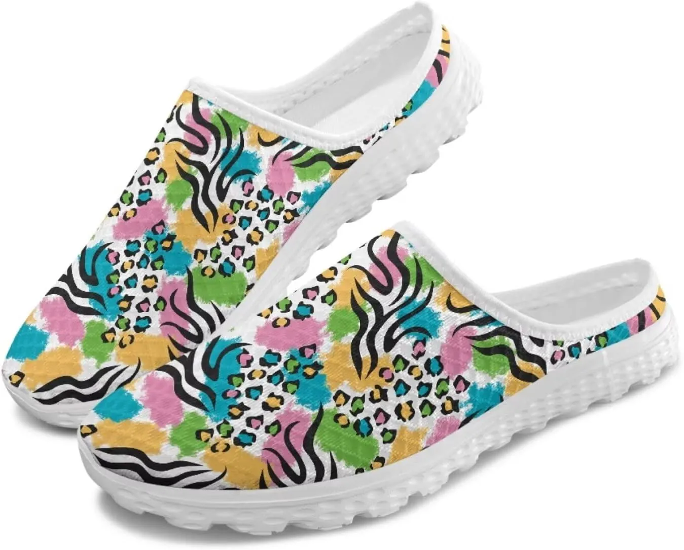 Leopard Print Women Barefoot Slip On Shoes Anti-Slip Mule Sneakers with EVA Outsole Cute Summer Yoga Walking Shoes
