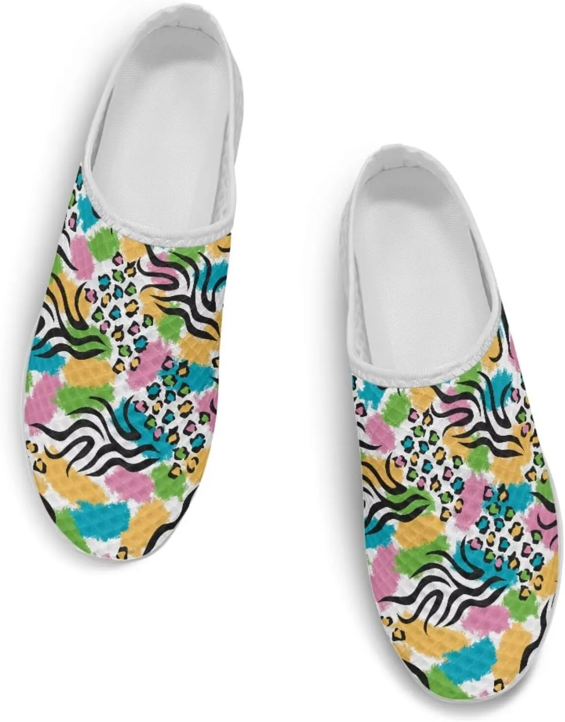 Leopard Print Women Barefoot Slip On Shoes Anti-Slip Mule Sneakers with EVA Outsole Cute Summer Yoga Walking Shoes