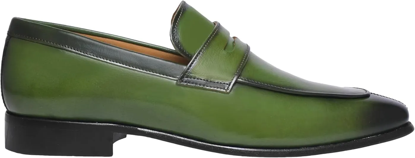 LIBERTYZENO Mens Penny Genuine Leather Adults Loafers Slip On Shoes for Easter Gift