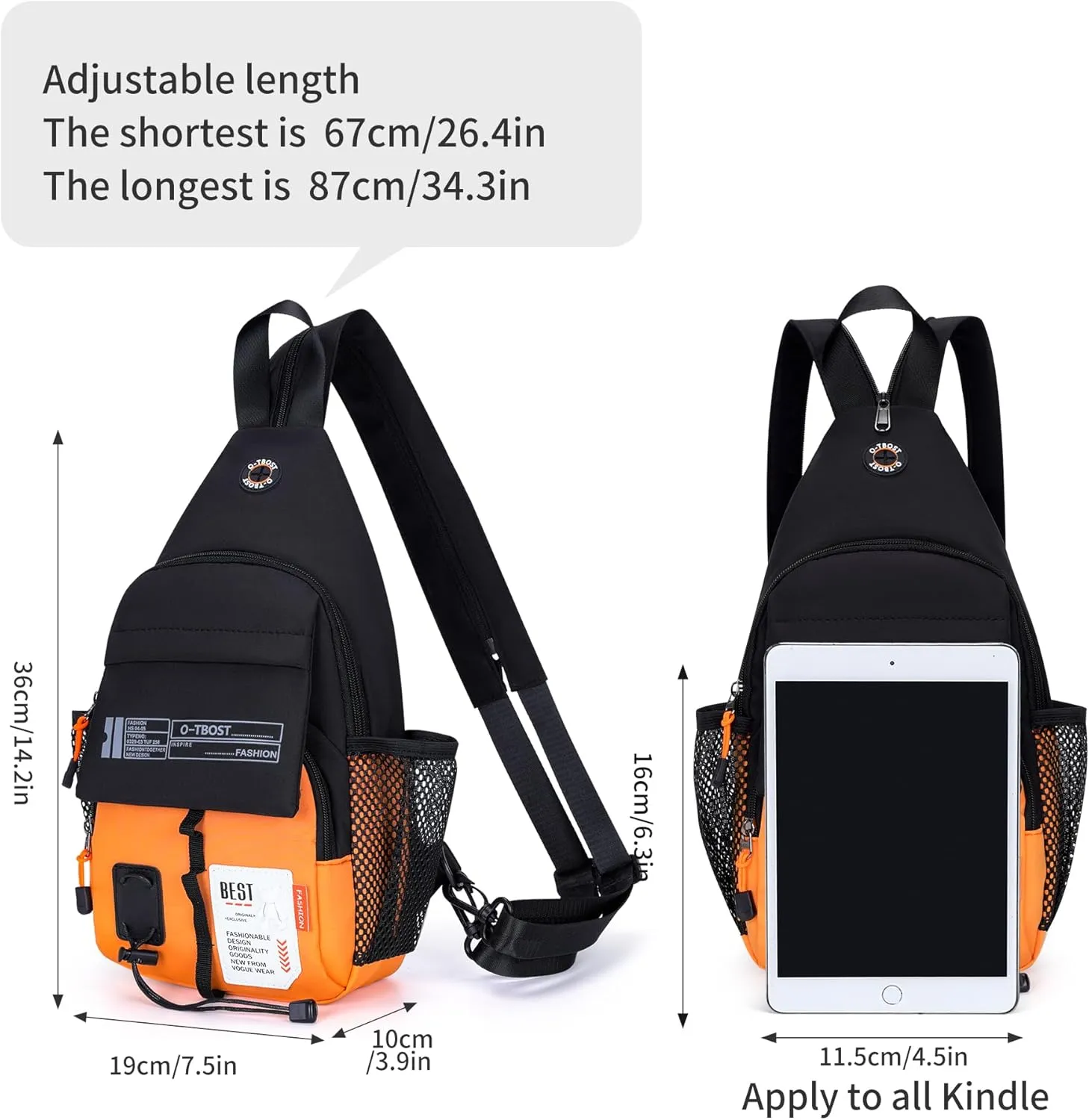 Lightweight Crossbody Backpack Sling Bag Small Shoulder Bags for Women Men Casual Chest Daypack Hiking Travel (Orange)