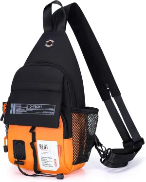 Lightweight Crossbody Backpack Sling Bag Small Shoulder Bags for Women Men Casual Chest Daypack Hiking Travel (Orange)
