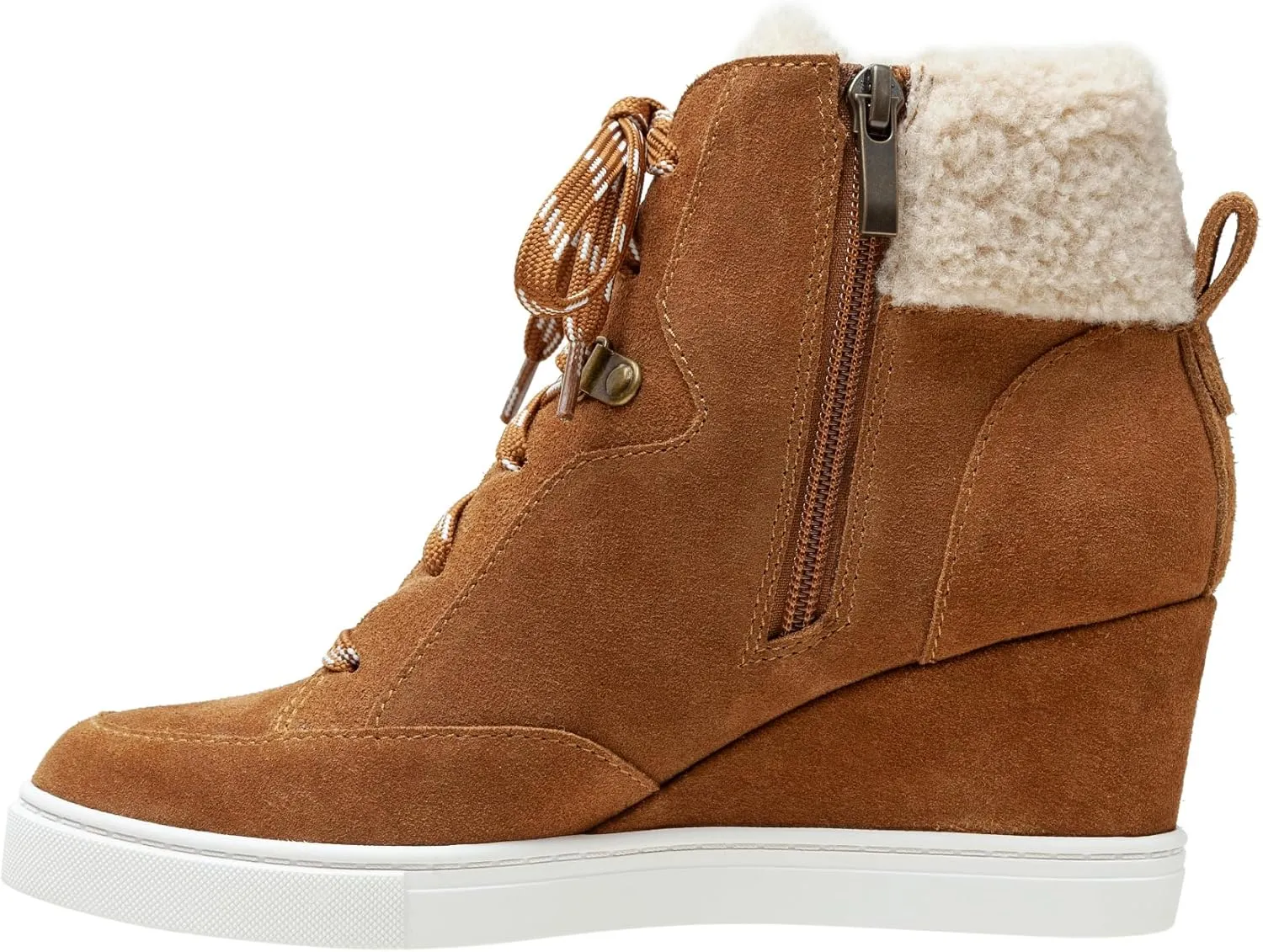 Linea Paolo - Arden - Womens Faux Shearling Leather Wedge Sneakers