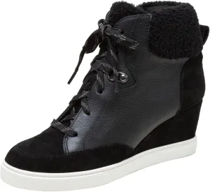 Linea Paolo - Arden - Womens Faux Shearling Leather Wedge Sneakers