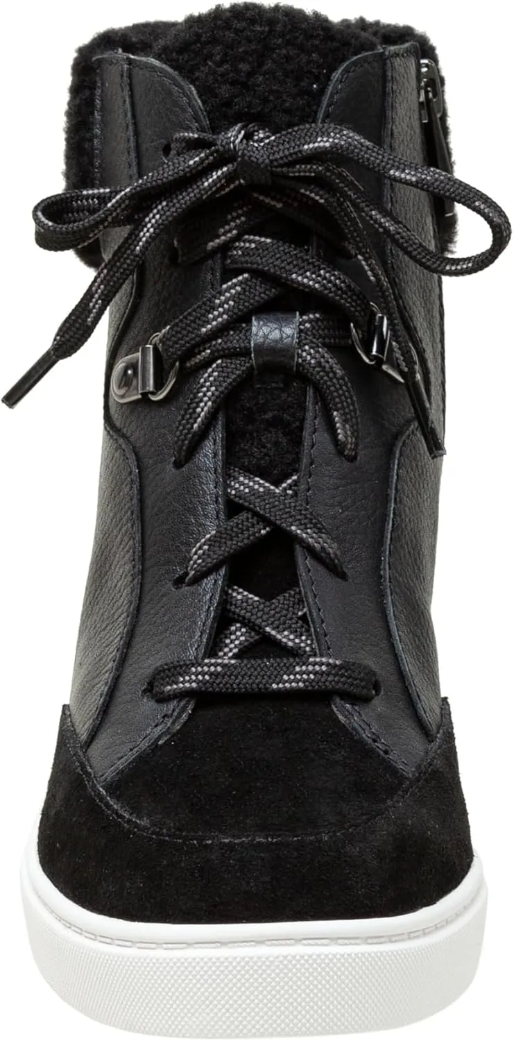 Linea Paolo - Arden - Womens Faux Shearling Leather Wedge Sneakers