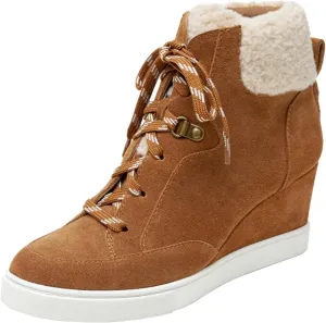 Linea Paolo - Arden - Womens Faux Shearling Leather Wedge Sneakers