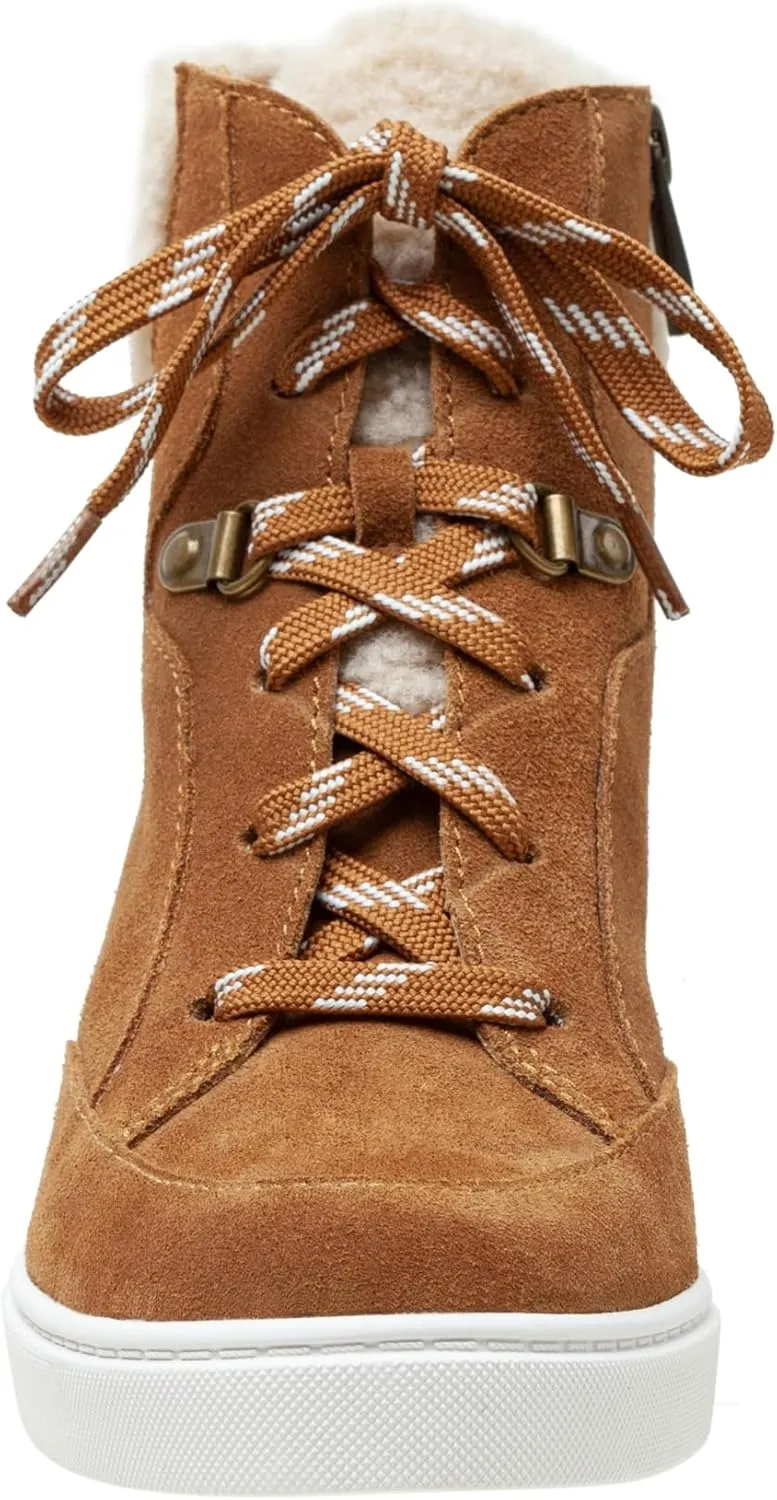 Linea Paolo - Arden - Womens Faux Shearling Leather Wedge Sneakers