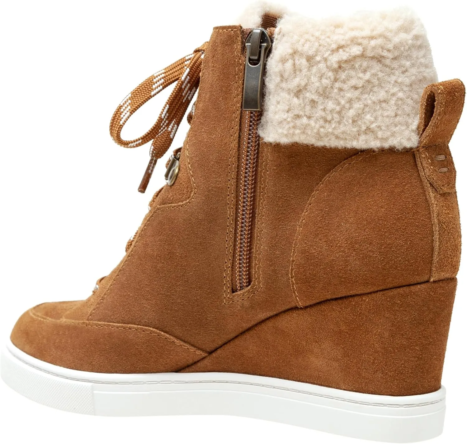 Linea Paolo - Arden - Womens Faux Shearling Leather Wedge Sneakers