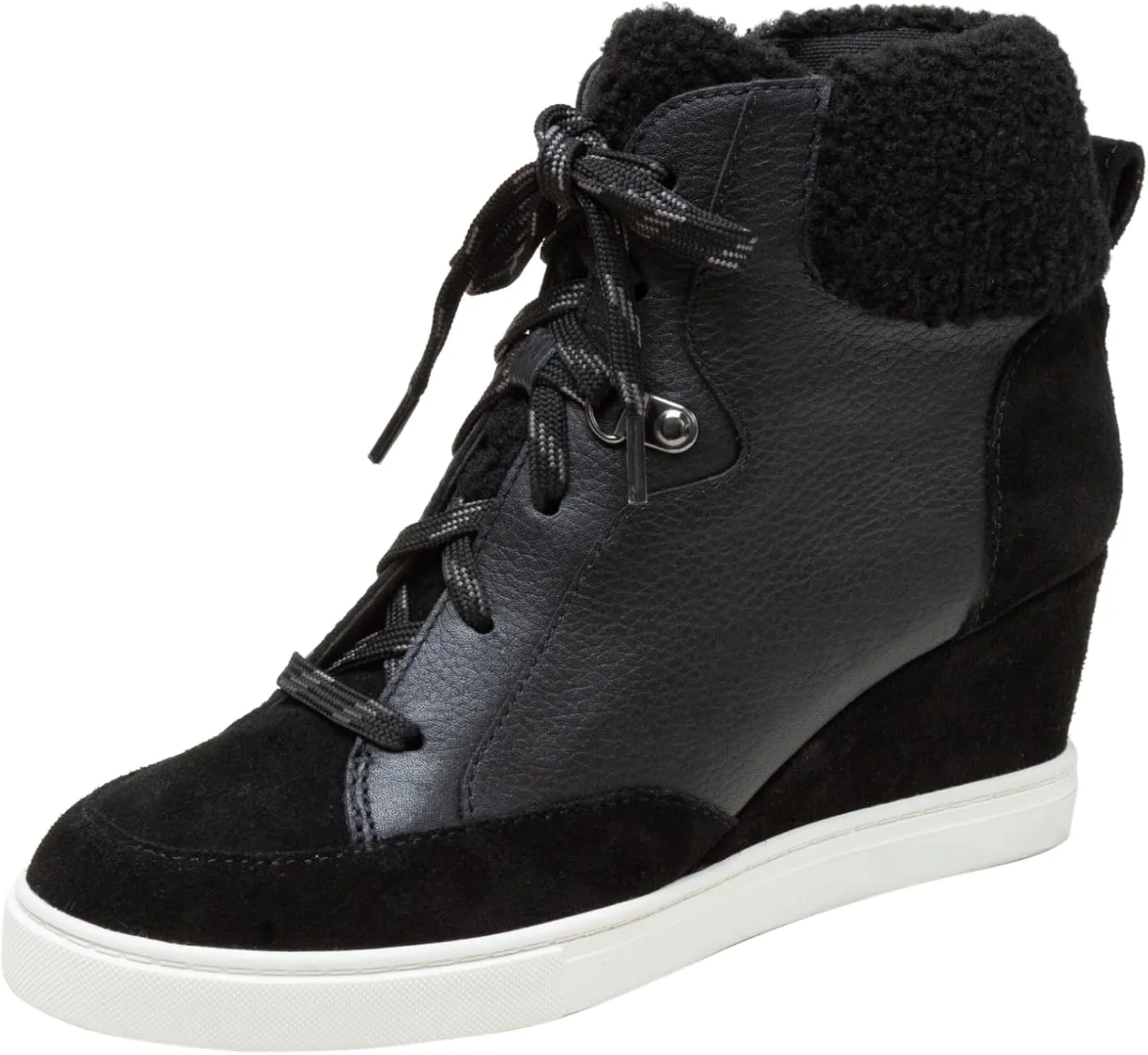 Linea Paolo - Arden - Womens Faux Shearling Leather Wedge Sneakers