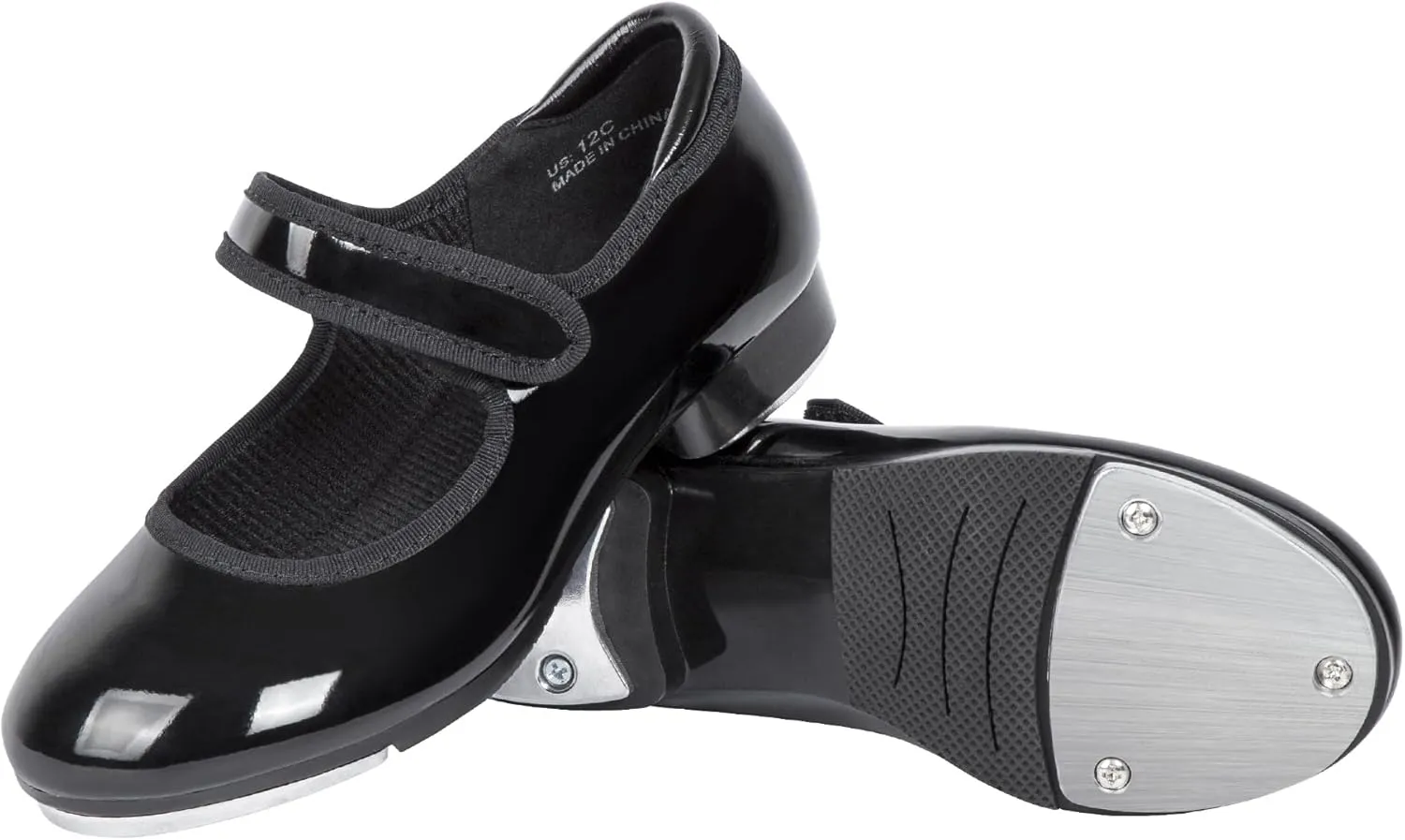 Linodes Upgraded Unisex-Child Easy Strap Tap Shoe with Anti-Slip Sole Patch for Girls and Boys Maryjane Dance Flat