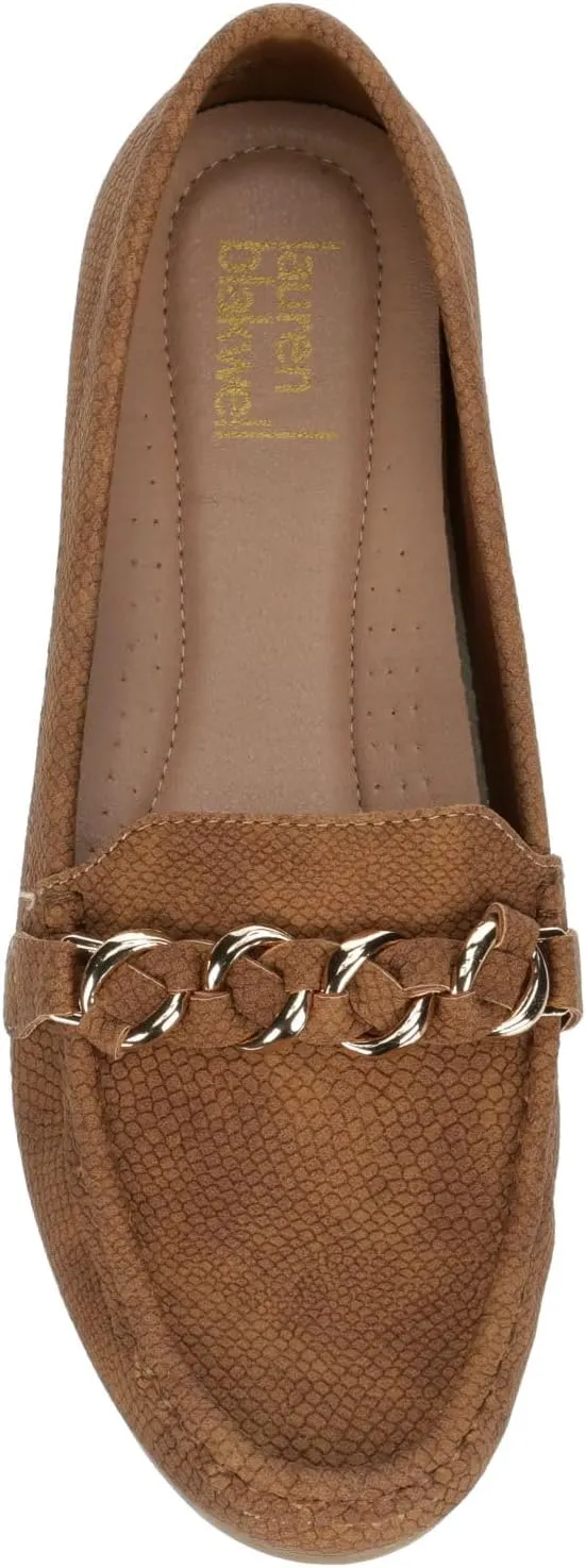 Lizbeth - Women's Slip-On Moc Toe Faux Leather Penny Loafer