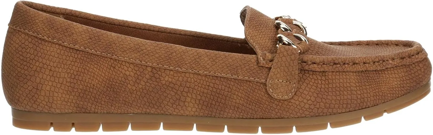 Lizbeth - Women's Slip-On Moc Toe Faux Leather Penny Loafer