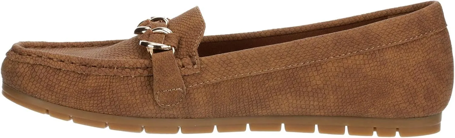 Lizbeth - Women's Slip-On Moc Toe Faux Leather Penny Loafer