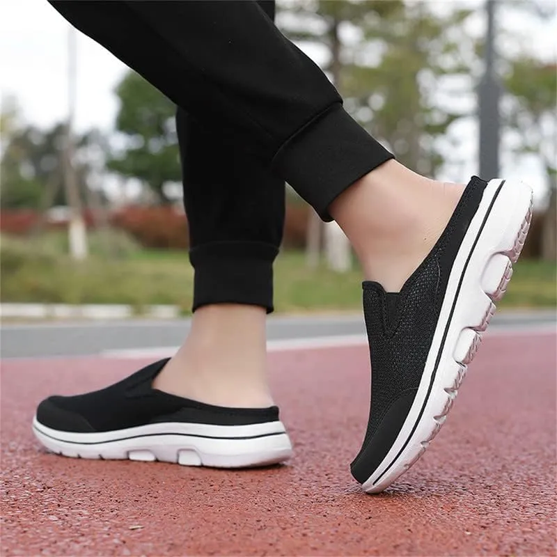 LLTMALL Womens Mule Sneakers Mesh Slip On Shoes Summer Knitted Lightweight Open Back Slippers