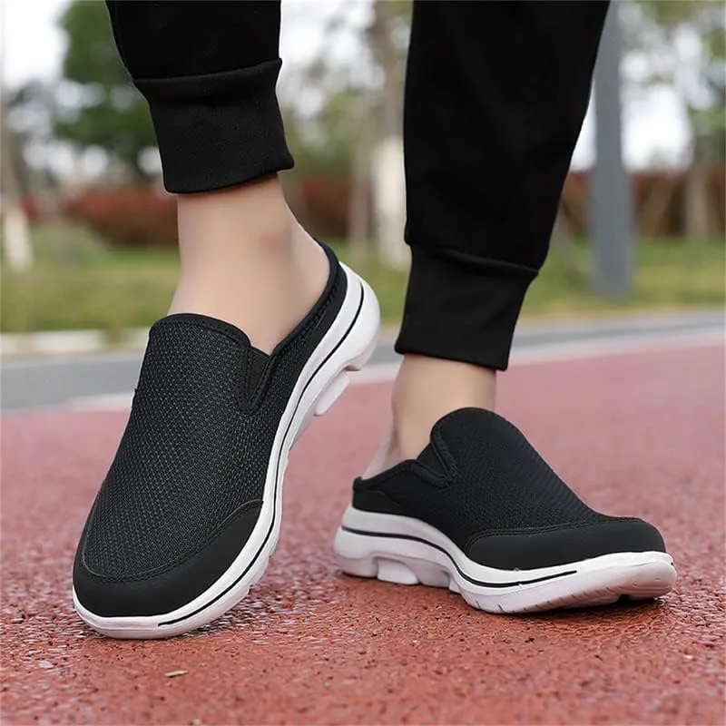 LLTMALL Womens Mule Sneakers Mesh Slip On Shoes Summer Knitted Lightweight Open Back Slippers