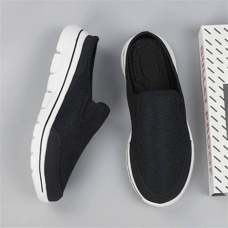 LLTMALL Womens Mule Sneakers Mesh Slip On Shoes Summer Knitted Lightweight Open Back Slippers