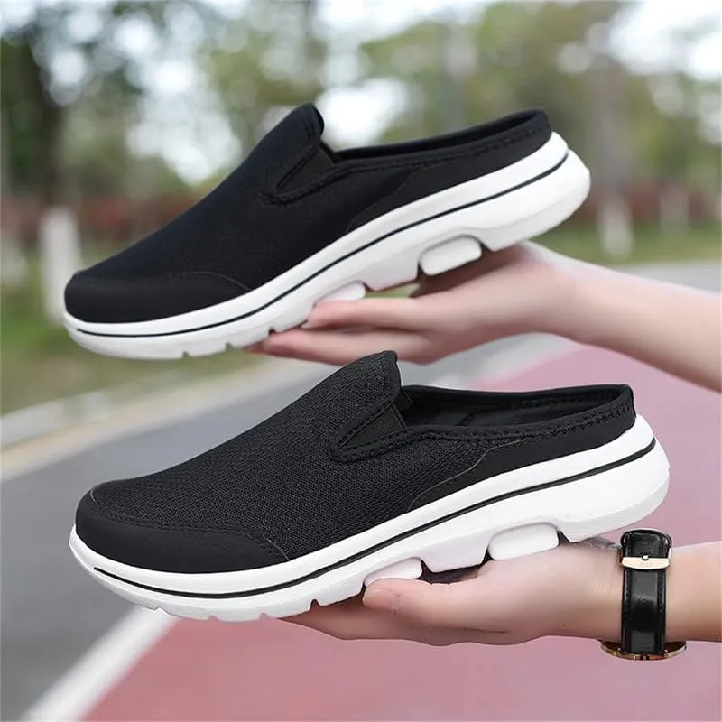 LLTMALL Womens Mule Sneakers Mesh Slip On Shoes Summer Knitted Lightweight Open Back Slippers