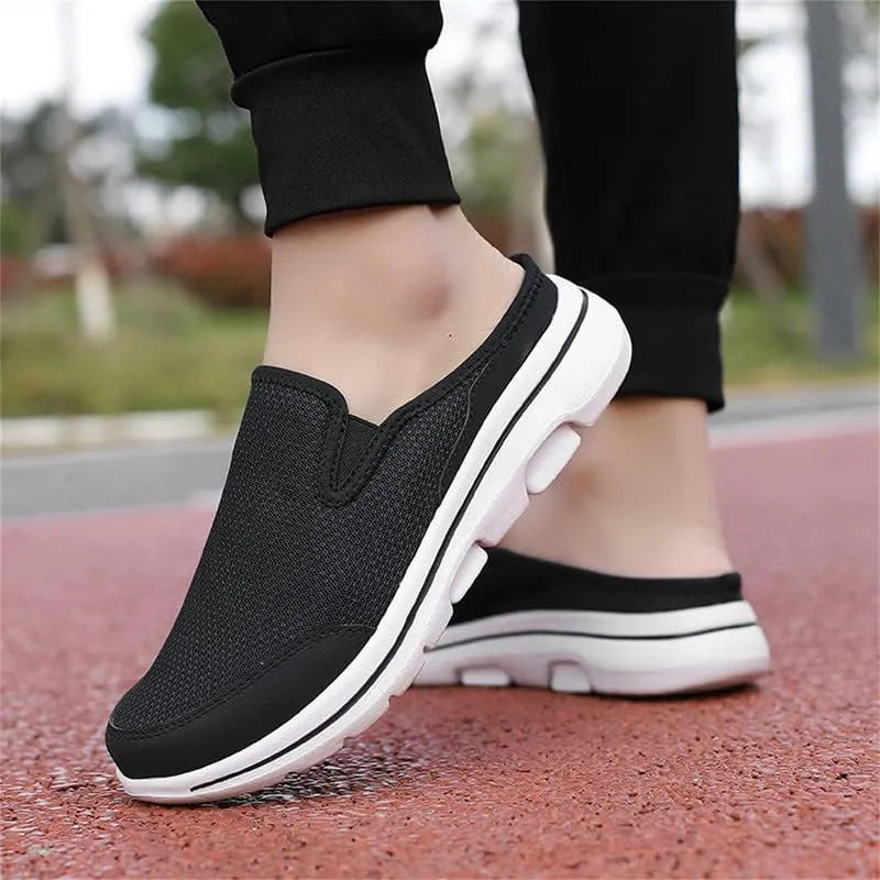 LLTMALL Womens Mule Sneakers Mesh Slip On Shoes Summer Knitted Lightweight Open Back Slippers