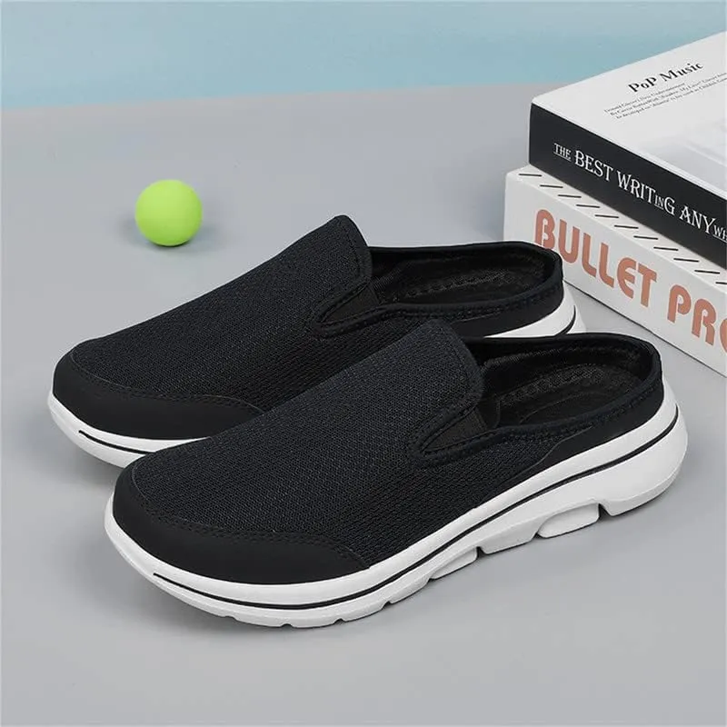 LLTMALL Womens Mule Sneakers Mesh Slip On Shoes Summer Knitted Lightweight Open Back Slippers