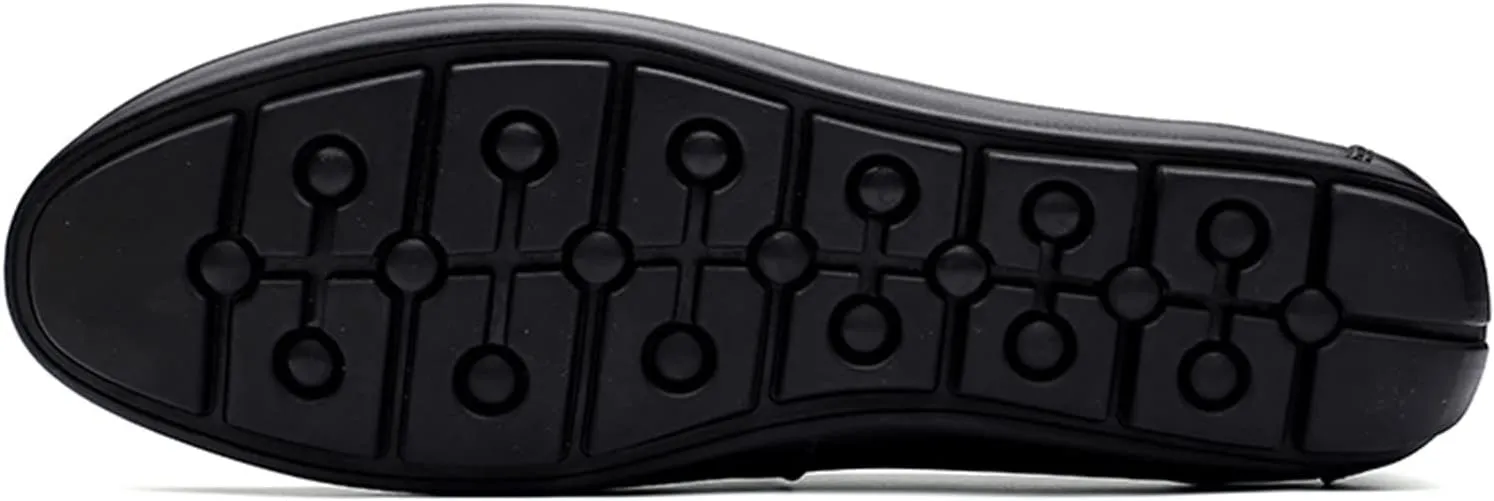 Loafers for Men Cowhide Stitching Details Round Toe Anti-Slip Flexible Lightweight Classic Party Slip On