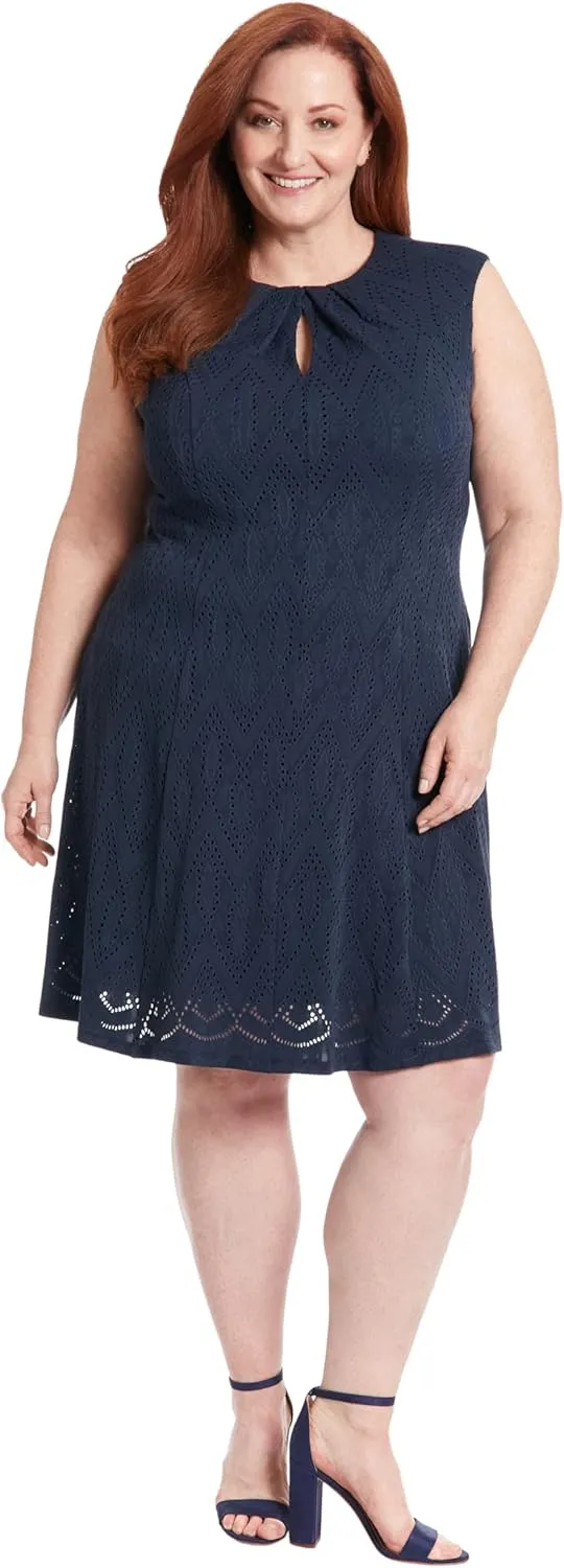 London Times Keyhole Neck Fit and Flare Summer Casual Dresses for Women
