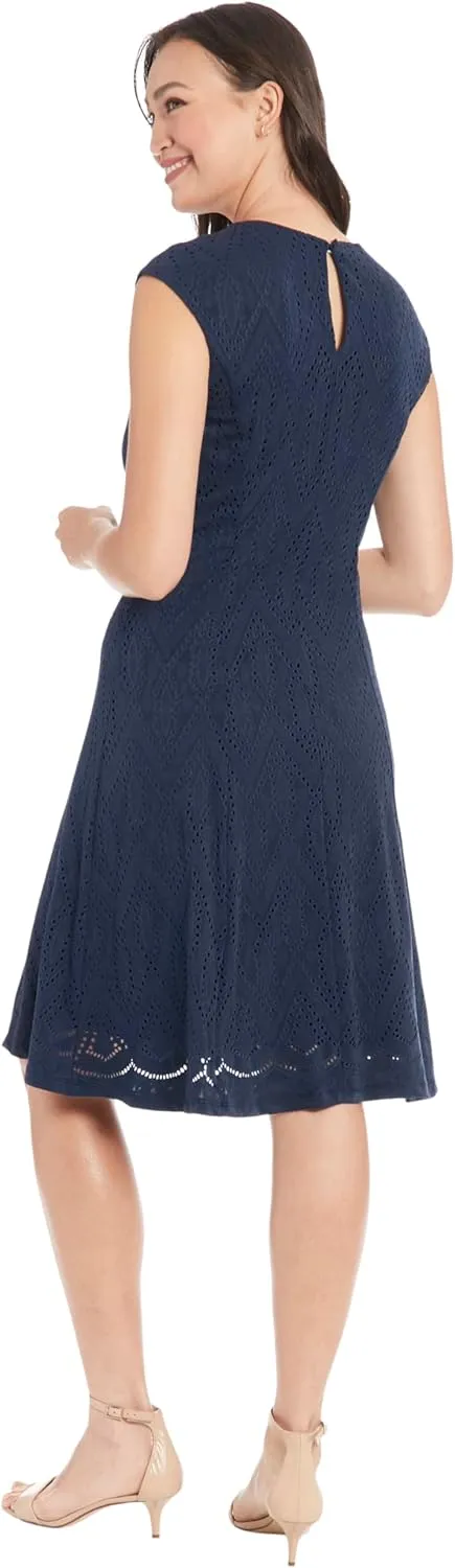 London Times Keyhole Neck Fit and Flare Summer Casual Dresses for Women