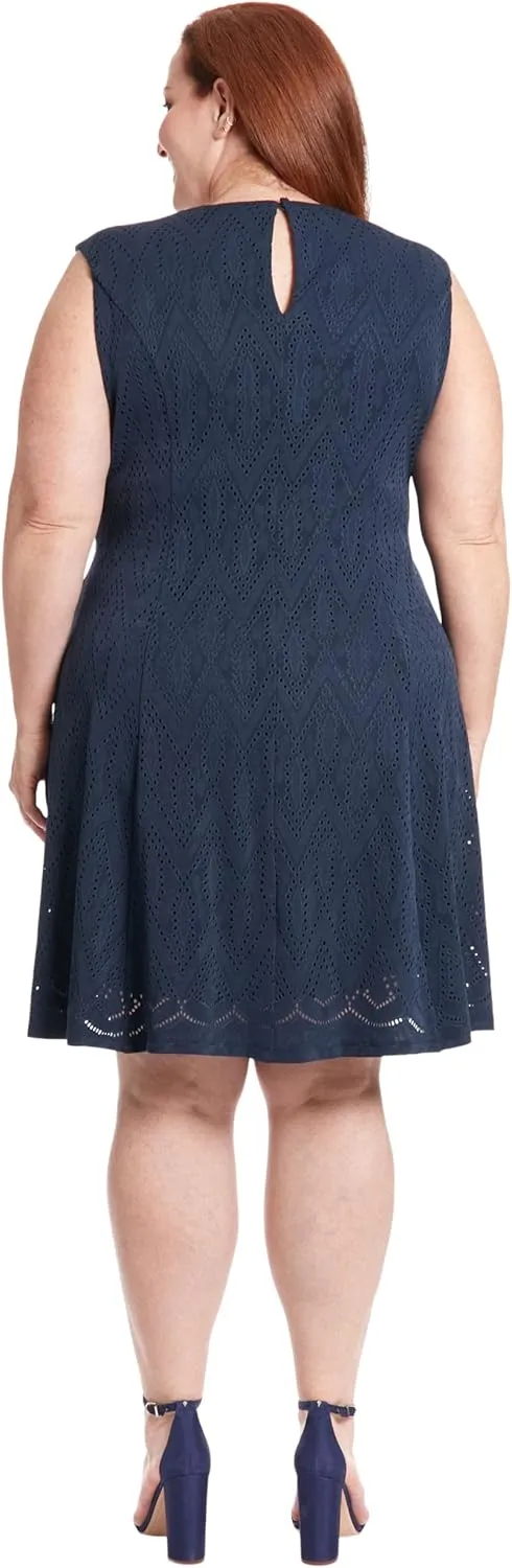 London Times Keyhole Neck Fit and Flare Summer Casual Dresses for Women