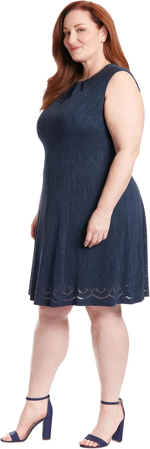 London Times Keyhole Neck Fit and Flare Summer Casual Dresses for Women