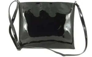 LONI Womens Hot Faux Patent Leather Shoulder Bag Cross-Body Bag Flat with Zip-Top