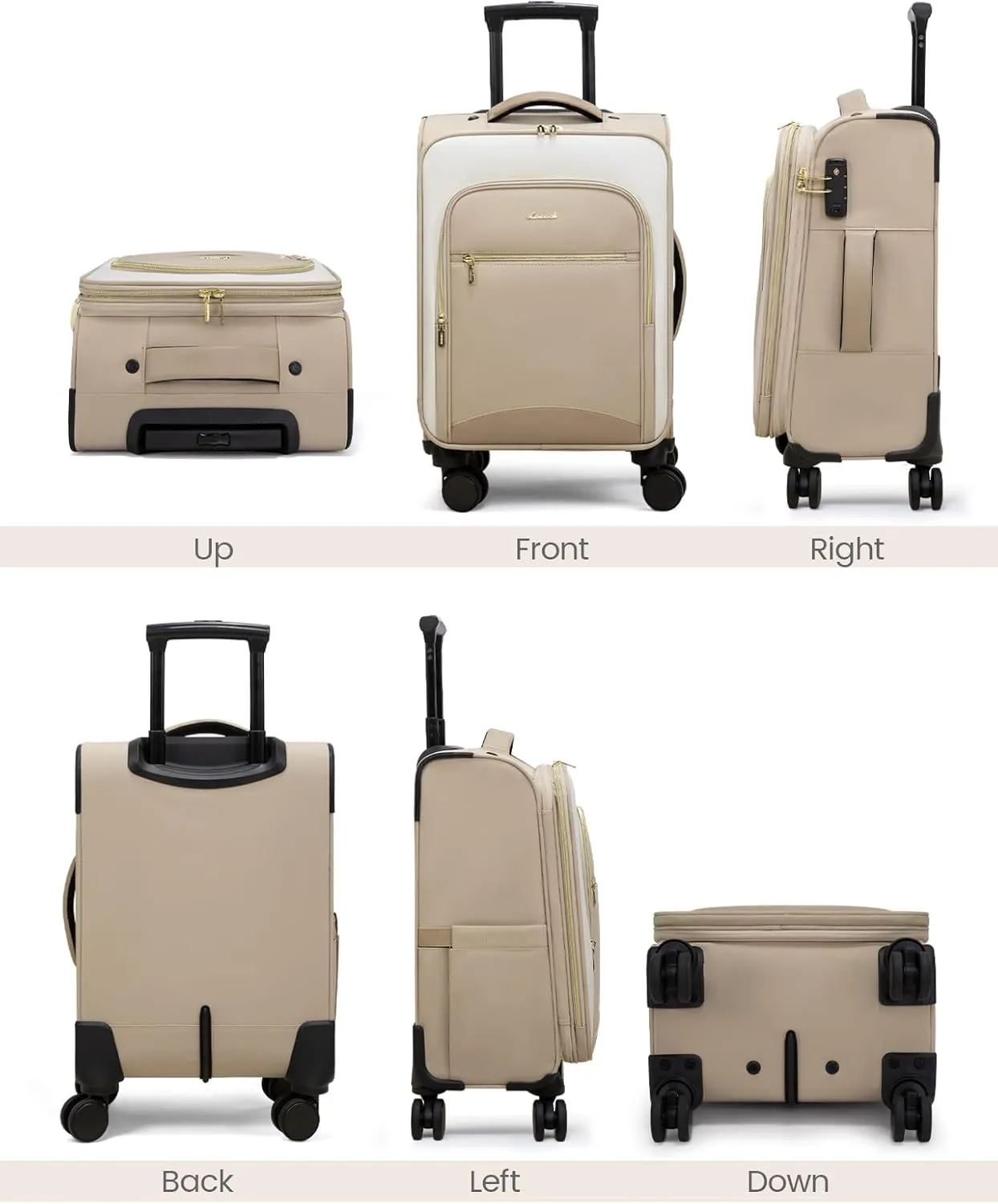 LOVEVOOK Carry On Luggage 22x14x9 Airline Approved, 20 Inch Softside Suitcases with Wheels, Lightweight Spinner Carry on Suitcase with TSA Lock, Water-Resistant Large Capacity Luggage for Travel