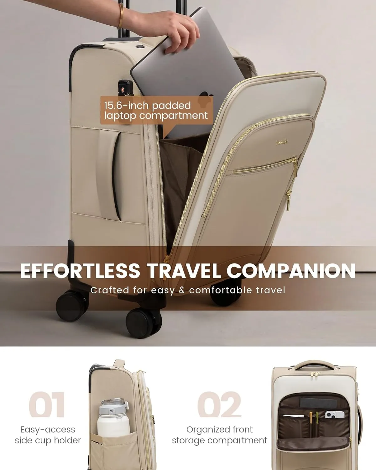 LOVEVOOK Carry On Luggage 22x14x9 Airline Approved, 20 Inch Softside Suitcases with Wheels, Lightweight Spinner Carry on Suitcase with TSA Lock, Water-Resistant Large Capacity Luggage for Travel