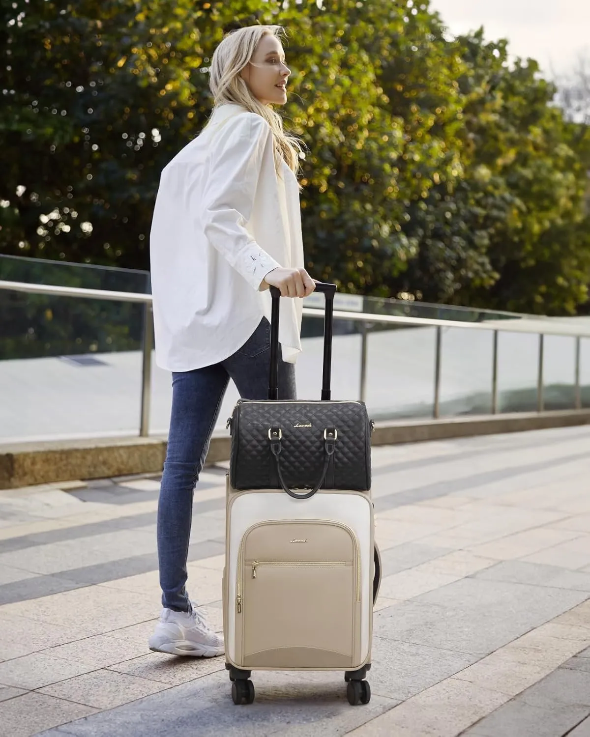 LOVEVOOK Carry On Luggage 22x14x9 Airline Approved, 20 Inch Softside Suitcases with Wheels, Lightweight Spinner Carry on Suitcase with TSA Lock, Water-Resistant Large Capacity Luggage for Travel