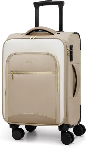 LOVEVOOK Carry On Luggage 22x14x9 Airline Approved, 20 Inch Softside Suitcases with Wheels, Lightweight Spinner Carry on Suitcase with TSA Lock, Water-Resistant Large Capacity Luggage for Travel