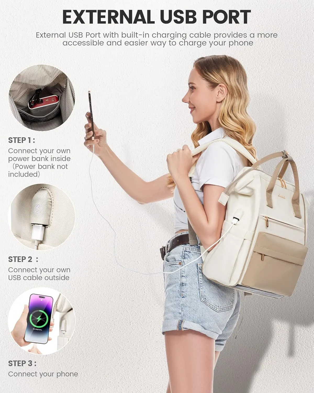 LOVEVOOK Laptop Backpack for Women Teacher Nurse Bag, 15.6 Inch Womens Work Bags, Waterproof Travel Backpack Purse, Business Computer Laptop Bag with USB Port