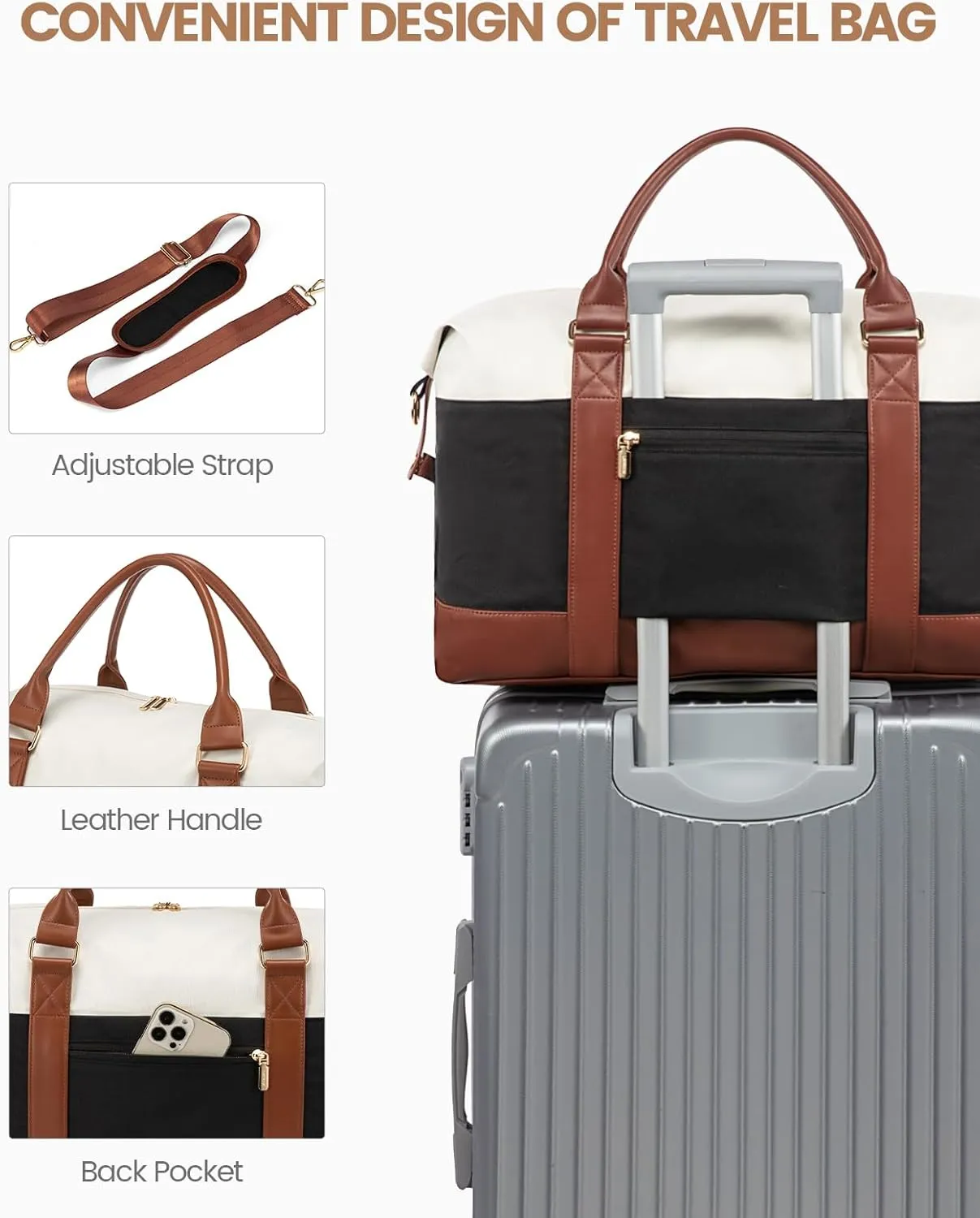 LOVEVOOK Travel Duffle Bag Women,Weekender Bag with Clear Toiletry Bag, Carry on Overnight Bag with Shoe Bag,Hospital Bags for Labor Delivery with Packing Cube