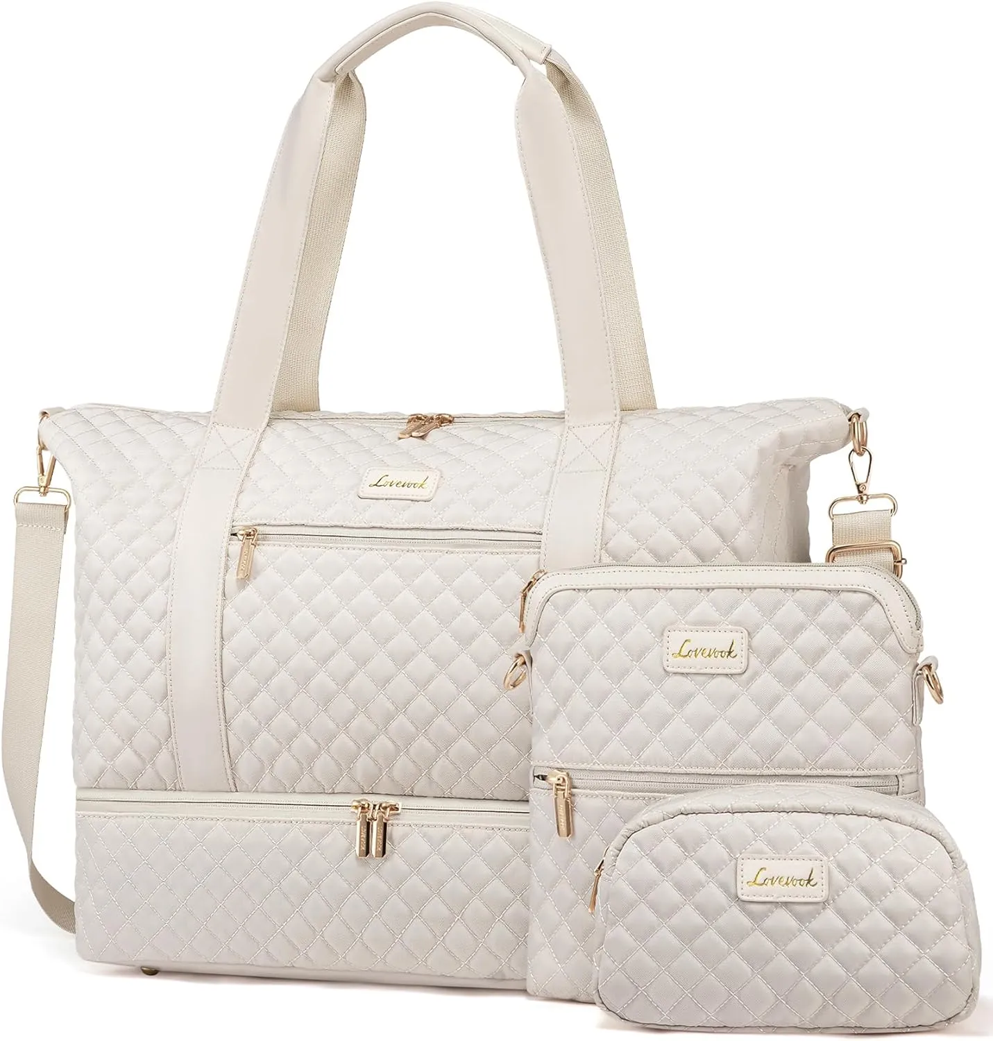 LOVEVOOK Weekender Bags for Women, Travel Duffle Bag with Shoe Compartment, Gym Duffel Bag with Makeup Bag Carry-on Tote Bag for Airplanes Weekend, Hospital Bags for Labor and Delivery
