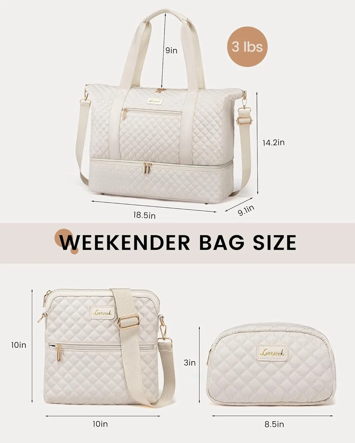 LOVEVOOK Weekender Bags for Women, Travel Duffle Bag with Shoe Compartment, Gym Duffel Bag with Makeup Bag Carry-on Tote Bag for Airplanes Weekend, Hospital Bags for Labor and Delivery