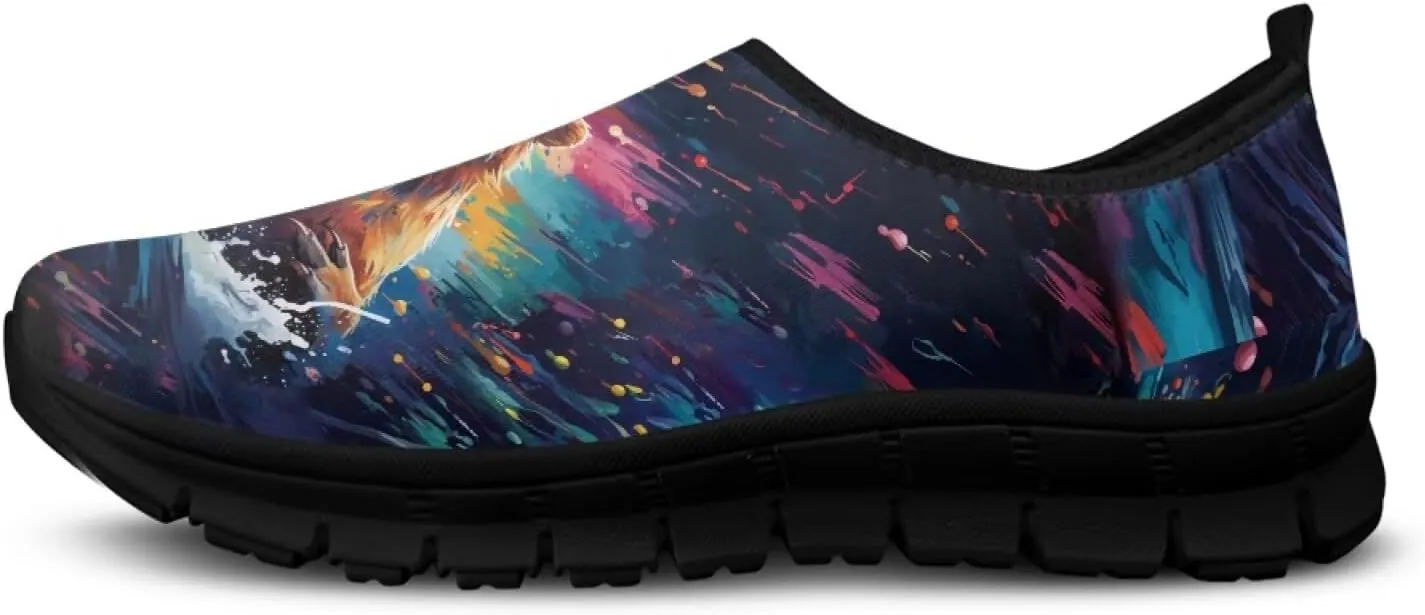 Low-Cut Animals Pattern Casual Shoes - Walking Shoe Women, Tennis Sneakers, Polyester Fabric Breathable Footwear