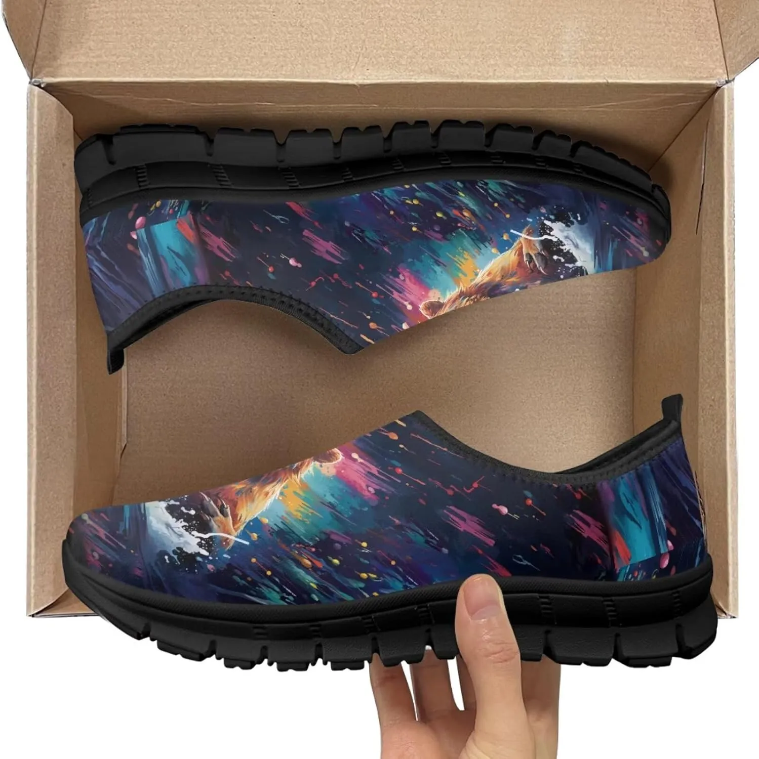 Low-Cut Animals Pattern Casual Shoes - Walking Shoe Women, Tennis Sneakers, Polyester Fabric Breathable Footwear