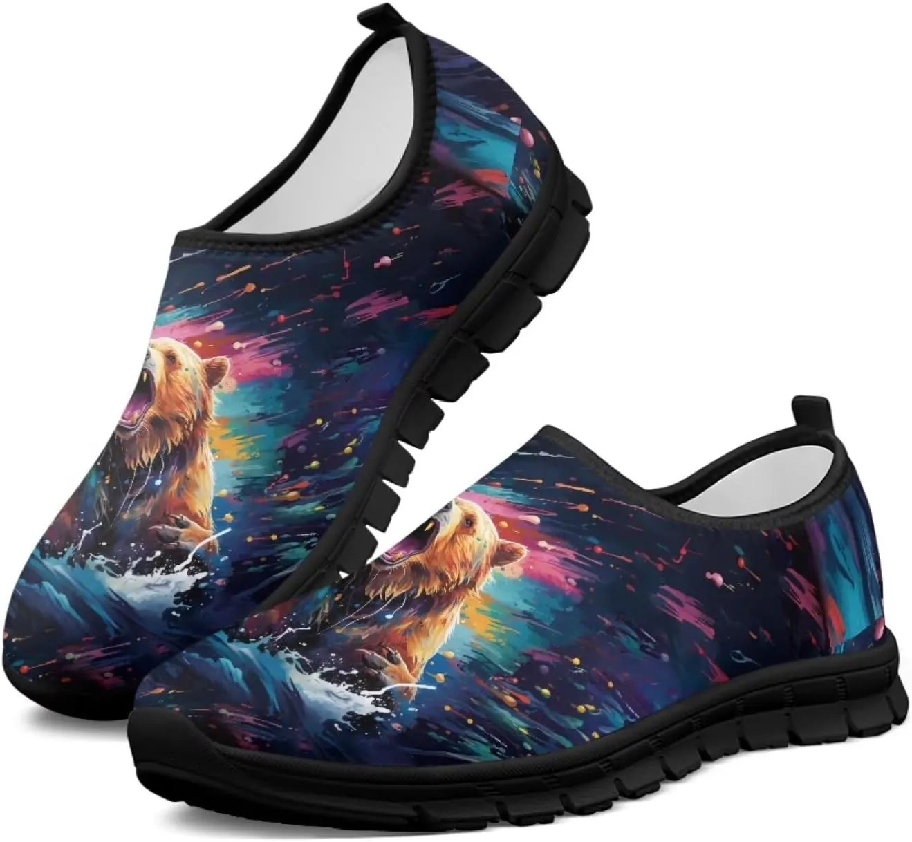 Low-Cut Animals Pattern Casual Shoes - Walking Shoe Women, Tennis Sneakers, Polyester Fabric Breathable Footwear