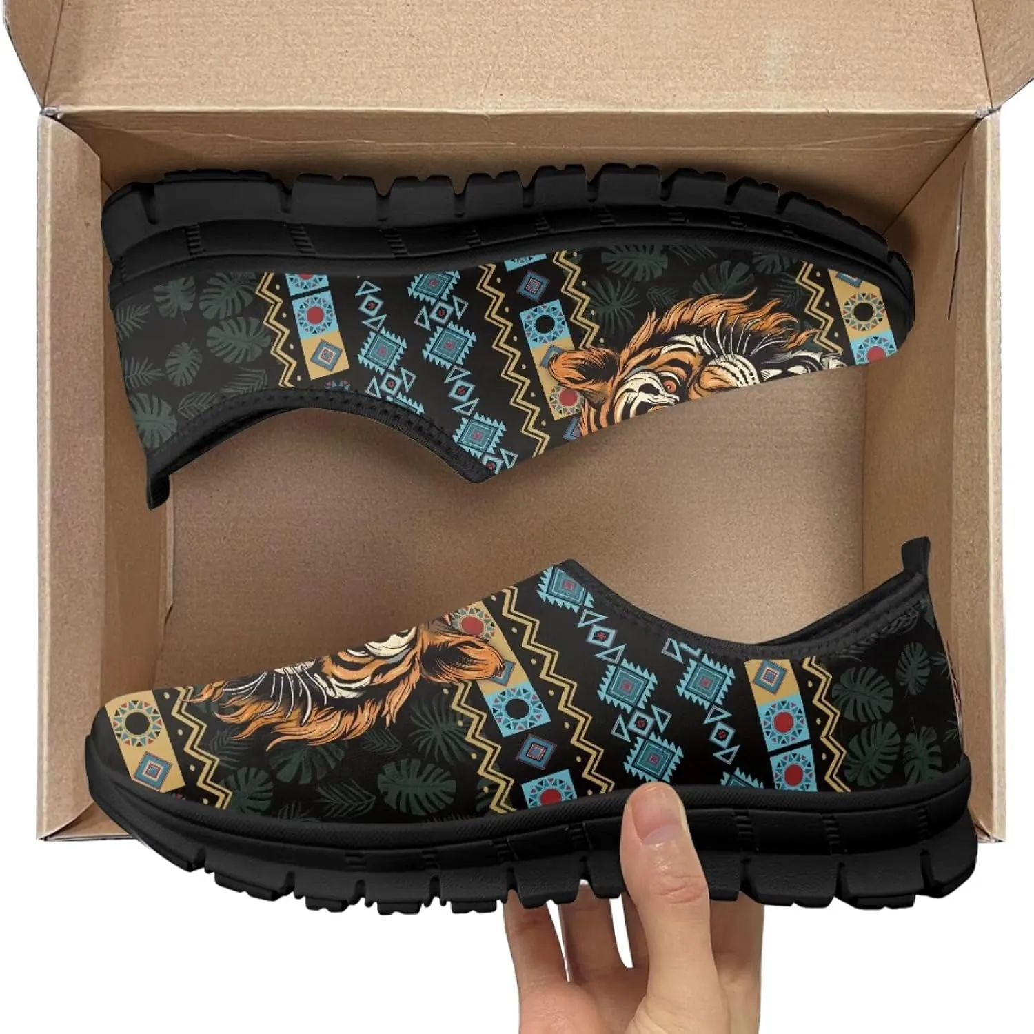 Low-Cut Animals Pattern Casual Shoes - Walking Shoe Women, Tennis Sneakers, Polyester Fabric Breathable Footwear