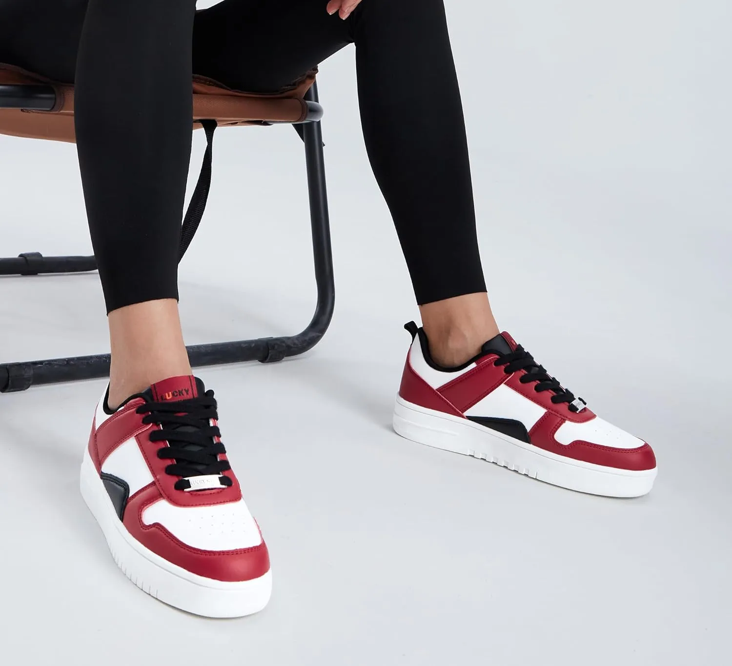 LUCKY STEP Women Fashion Sparkle Rhinestone Sneakers White Leather Low Top Tennis Shoes Lace Up Casual Comfortable Walking Shoe