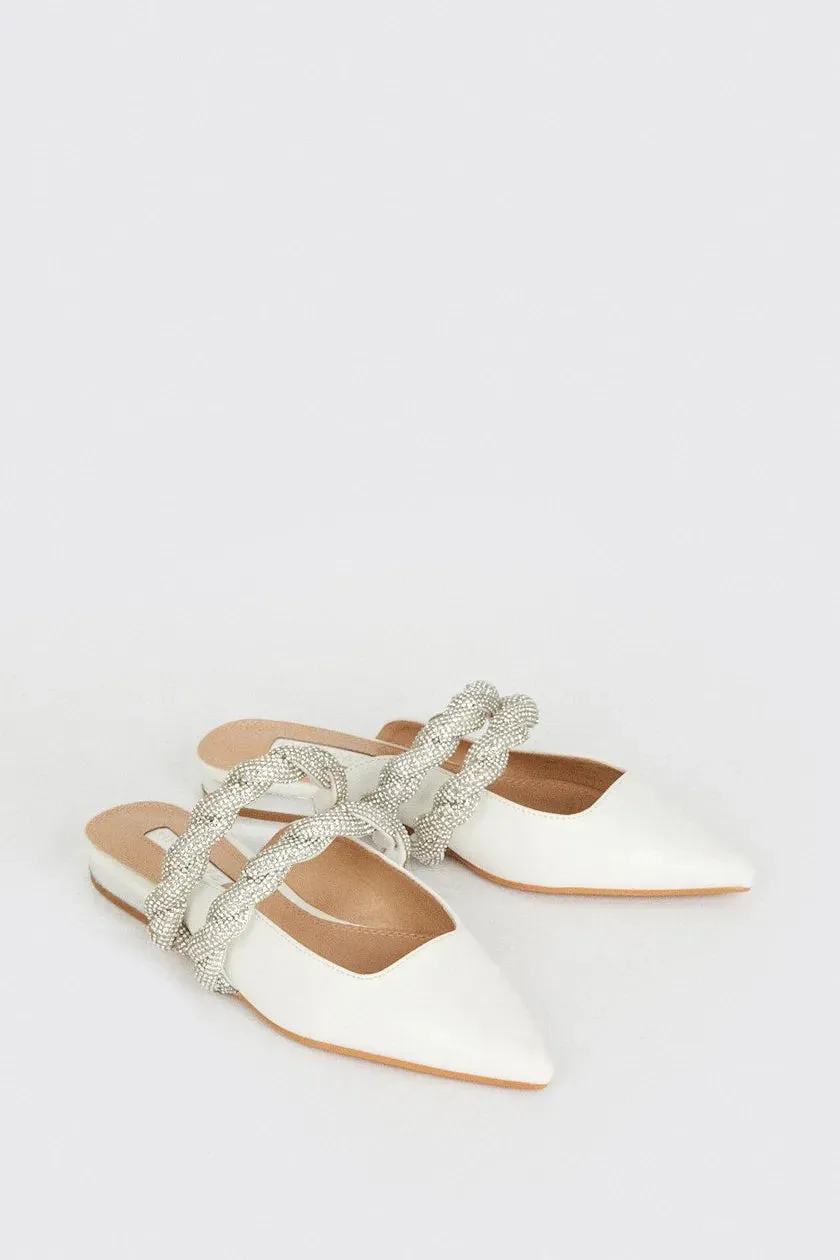 Lucy Embellished Two Strap Flat Mule