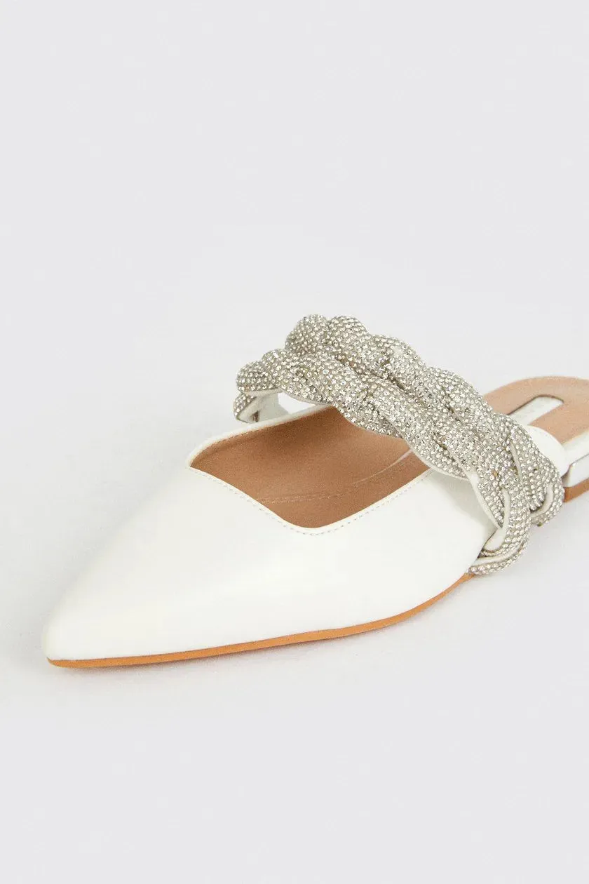 Lucy Embellished Two Strap Flat Mule