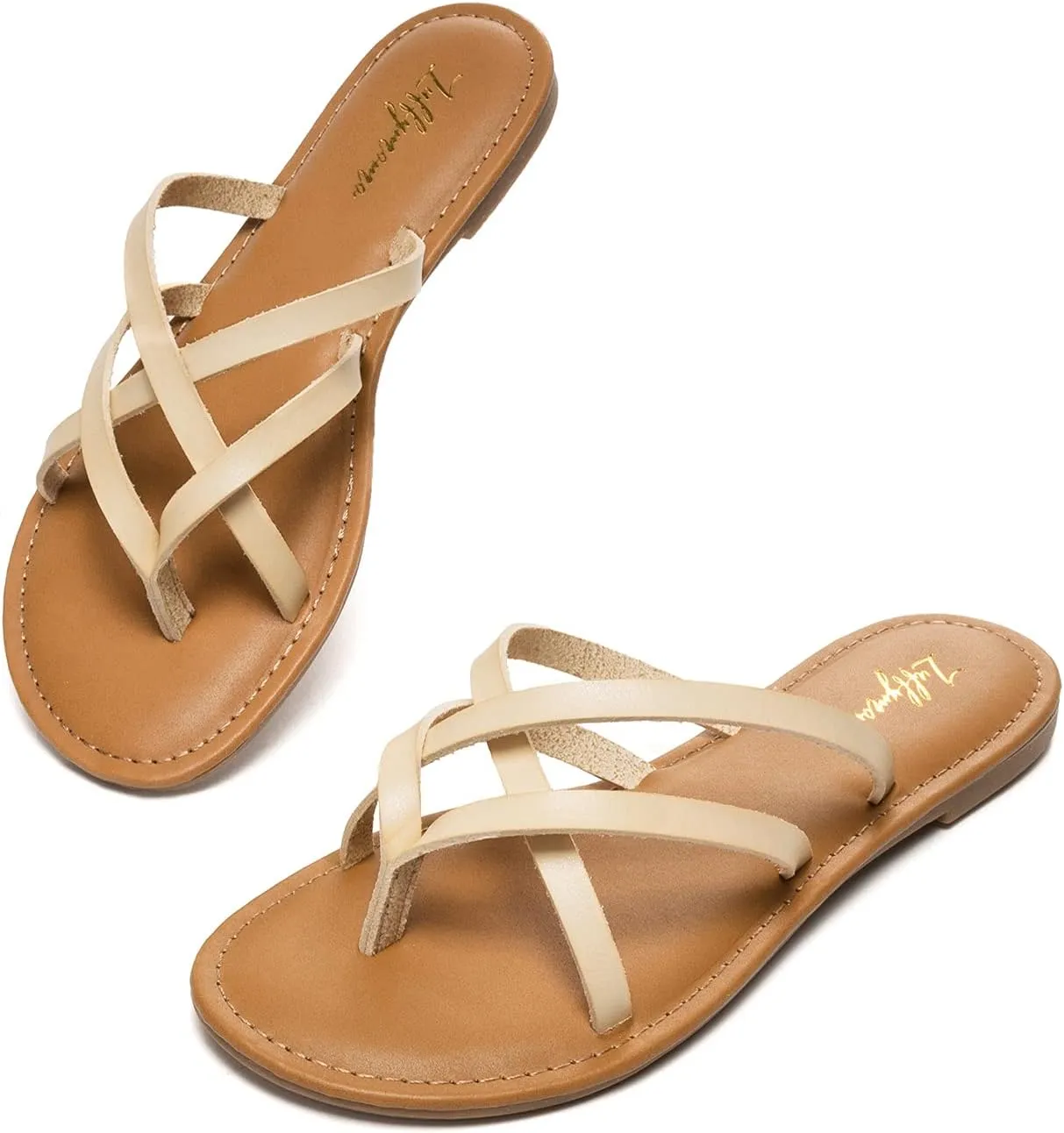 Luffymomo Women's Elastic Strap Flat Sandals Casual Summer Open Toe Sandal