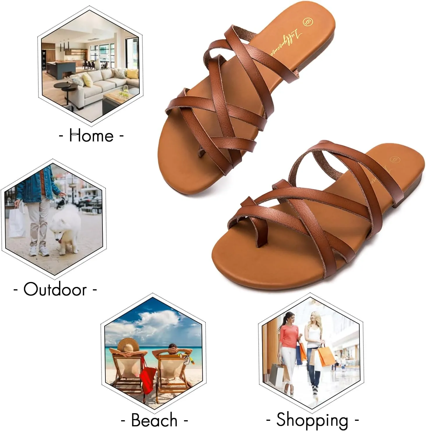 Luffymomo Women's Elastic Strap Flat Sandals Casual Summer Open Toe Sandal